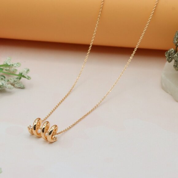 Minimal Spiral Pendant Rose Gold Necklace, XPNL0221 - Picture 9 of 13